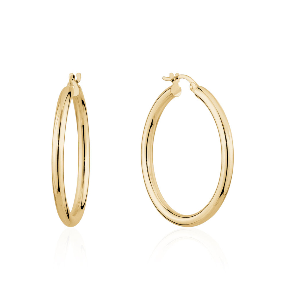 10KT ITALIAN WHITE EARRINGS - EY-B1-010-35MM - C.B.E