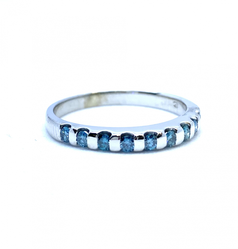 Bague pour femme en or 14k, 9 diamants bleus pour 0.30 carat - SEMI-ÉT-BL - Creation Thibodeau
