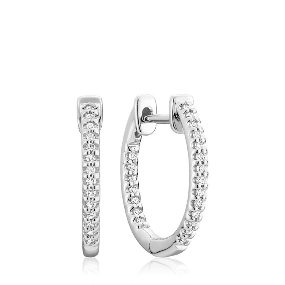Boucles d'oreille or 10K, 21 points de diamants total, huggies - 13-0410015 - RNB