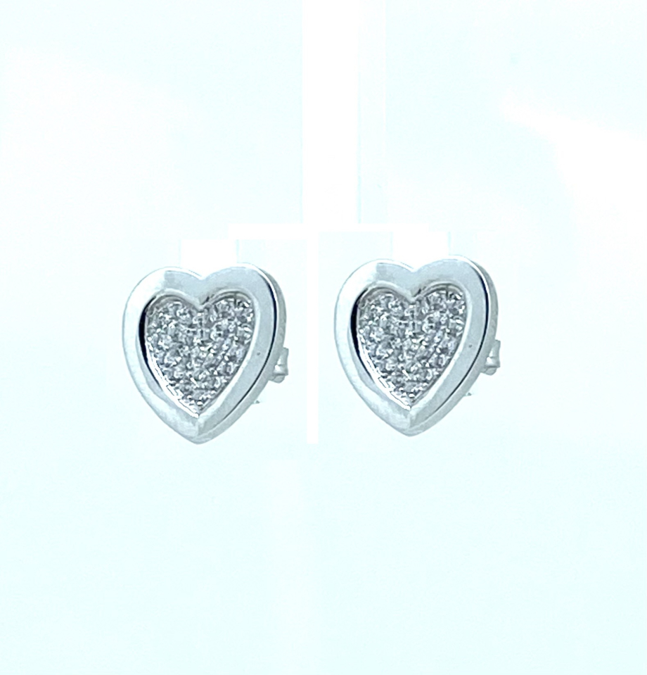 Boucles d'oreilles pour femme en argent 925, cubic zirconium, coeurs - BO440 - Divers