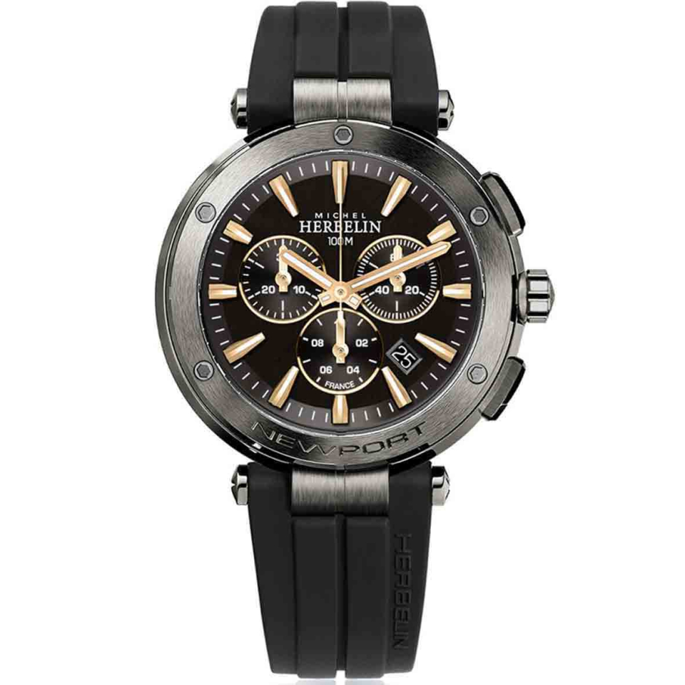Montre pour homme en stainless, bracelet en caoutchouc, 10ATM, verre saphir, mouvement suisse - 37688G33TCA - Michel Herbelin