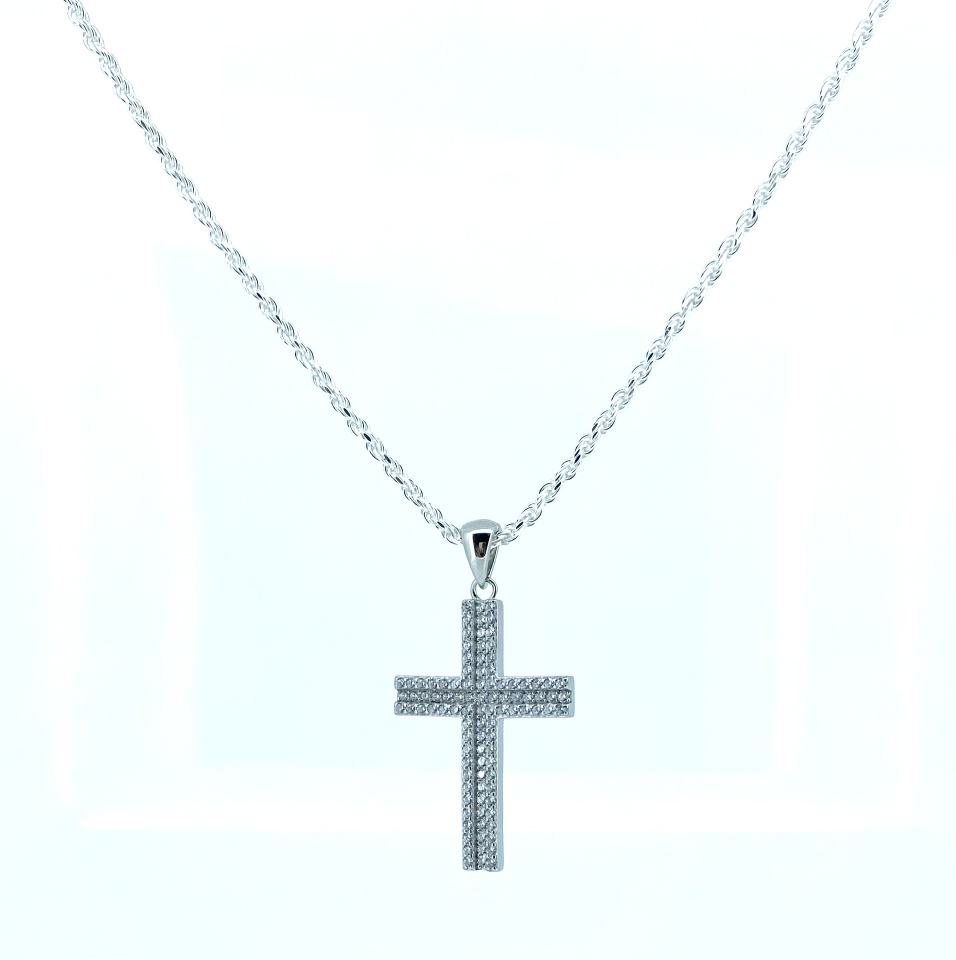 Pendentif pour femme en argent 925, croix, cubic zirconium - DS-PD06 - Danny's silver