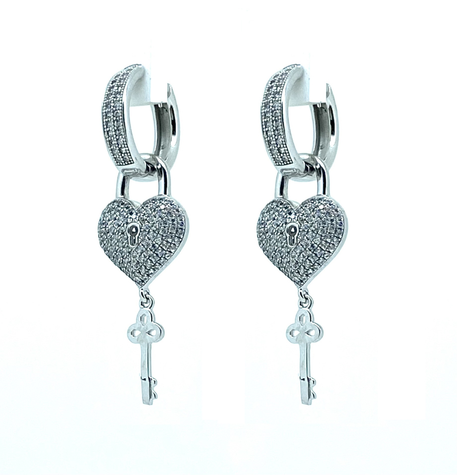 Boucles d'oreilles pour femme en argent 925, cubic zirconium, coeurs - BO432 - Divers