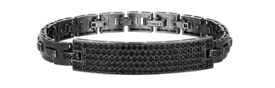 Bracelet pour homme en argent 925, saphirs noirs - 61AC21K4Z5 - Ethos
