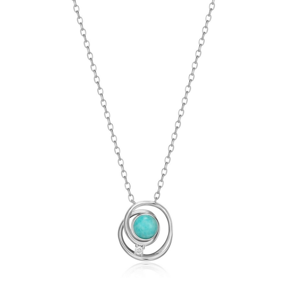 Pendentif pour femme en argent 925, amazonite, moissanite - R0LBW1GU46 - ELLE