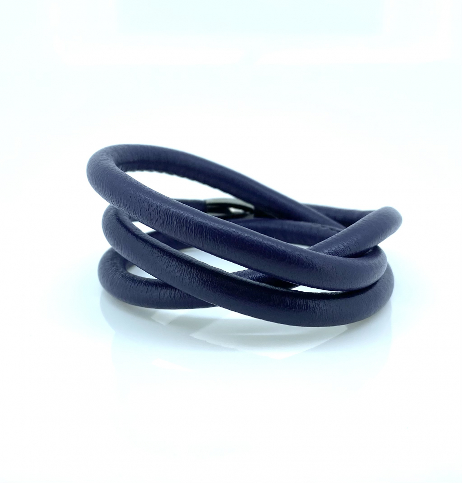 Bracelet triple pour femme en peau d'agneau et stainless - 1004907-63 - Story