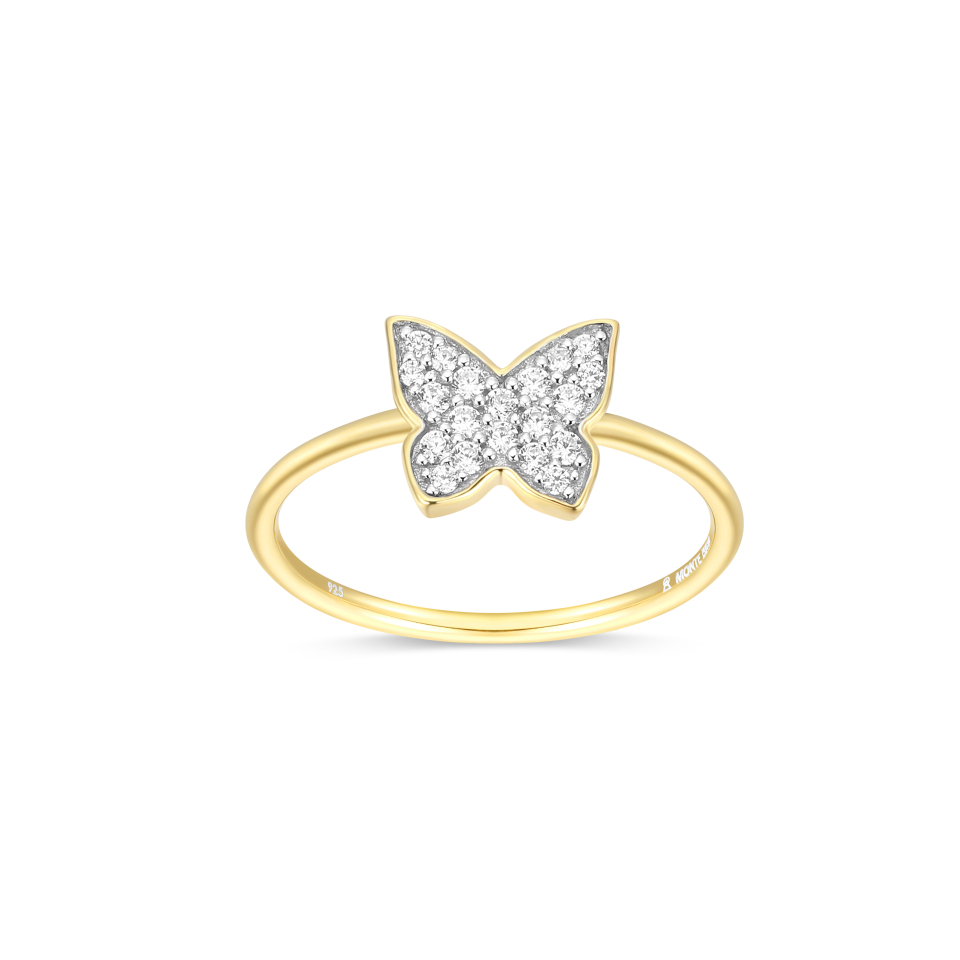 Bague pour femme en argent 925, 0.13 carat de diamants laboratoires, papillon - 34AQ9EKHAC - M by Monte Luna