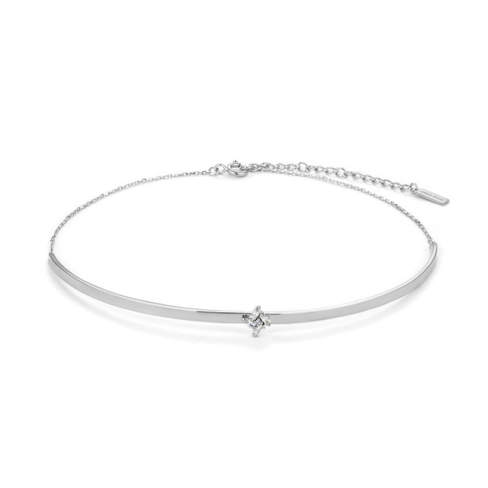Collier pour femme en argent 925, 4 pierres coupe 'baguette' - N018-04H - Ania Haie