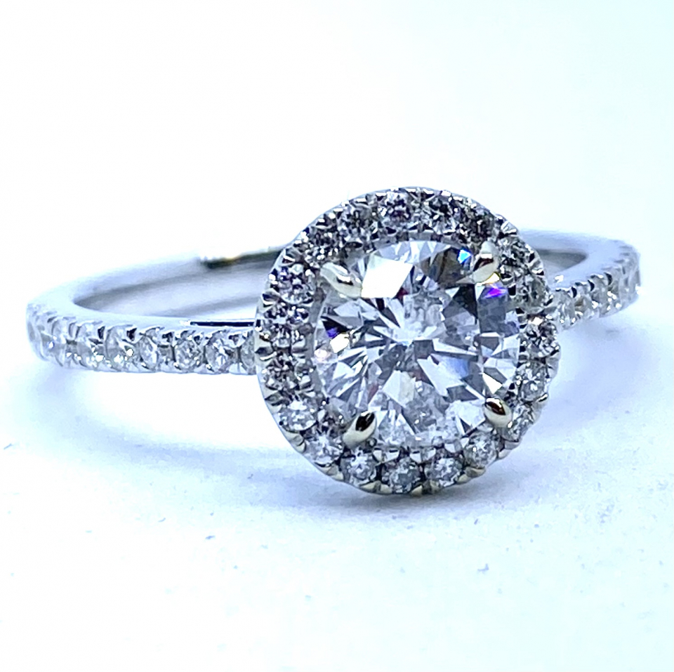 Bague pour femme en or 14K, 1.15 carat de diamants total ( 1 = 0.9 I-1, F + 32 = 0.25 ) - R4799/1 - Ammar