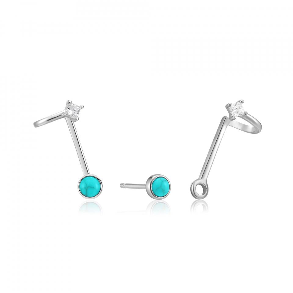 Boucles d'oreilles argent 925, 2 pierres - E027-03H - Ania Haie