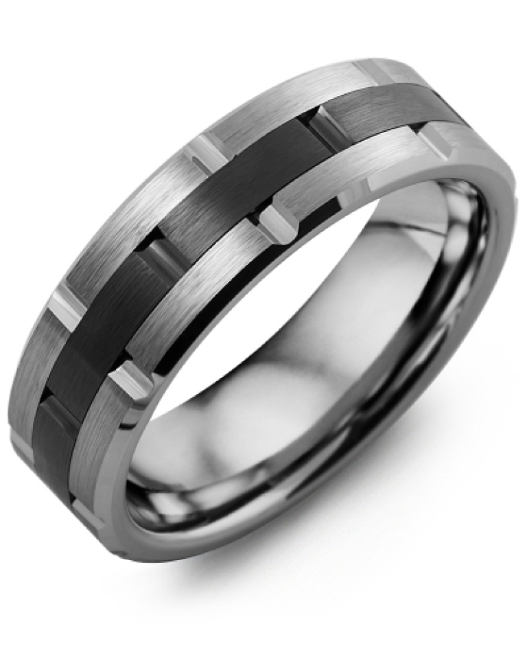 Bague pour homme en tungtène et céramique - MHW700TC - Madani