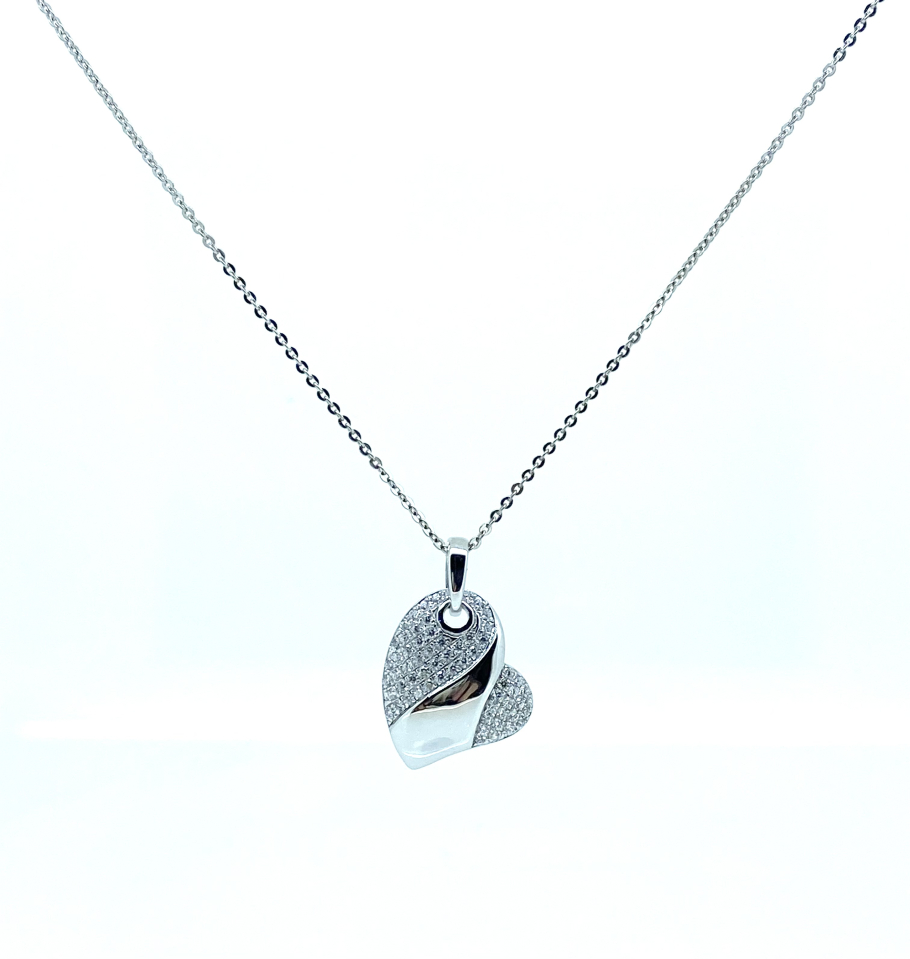 Pendentif pour femme en argent 925. cubic zirconium, coeur - PD402 - Divers