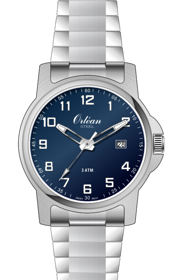 Montre pour homme en stainless, bracelet élastique, 3ATM - ME3172 - Orléan