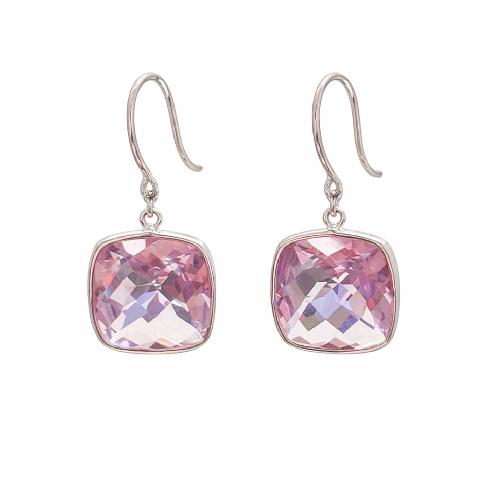 Boucles d'oreilles pour femme en or 14k, améthystes roses - 501W3PD - BCouture
