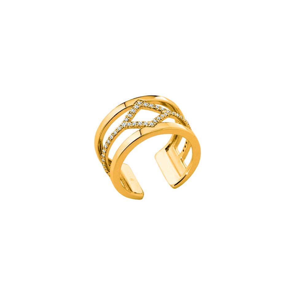 Bague pour femme en brass, 12mm, losange, zircons - 70305230108054 - Les Georgettes