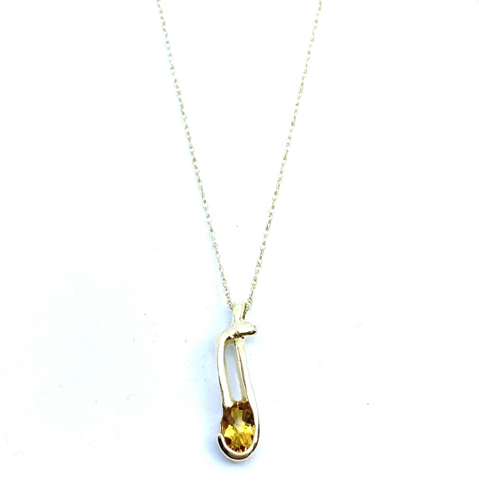 Pendentif pour femme en or 14k, citrine 5x3mm - PD257 - Divers