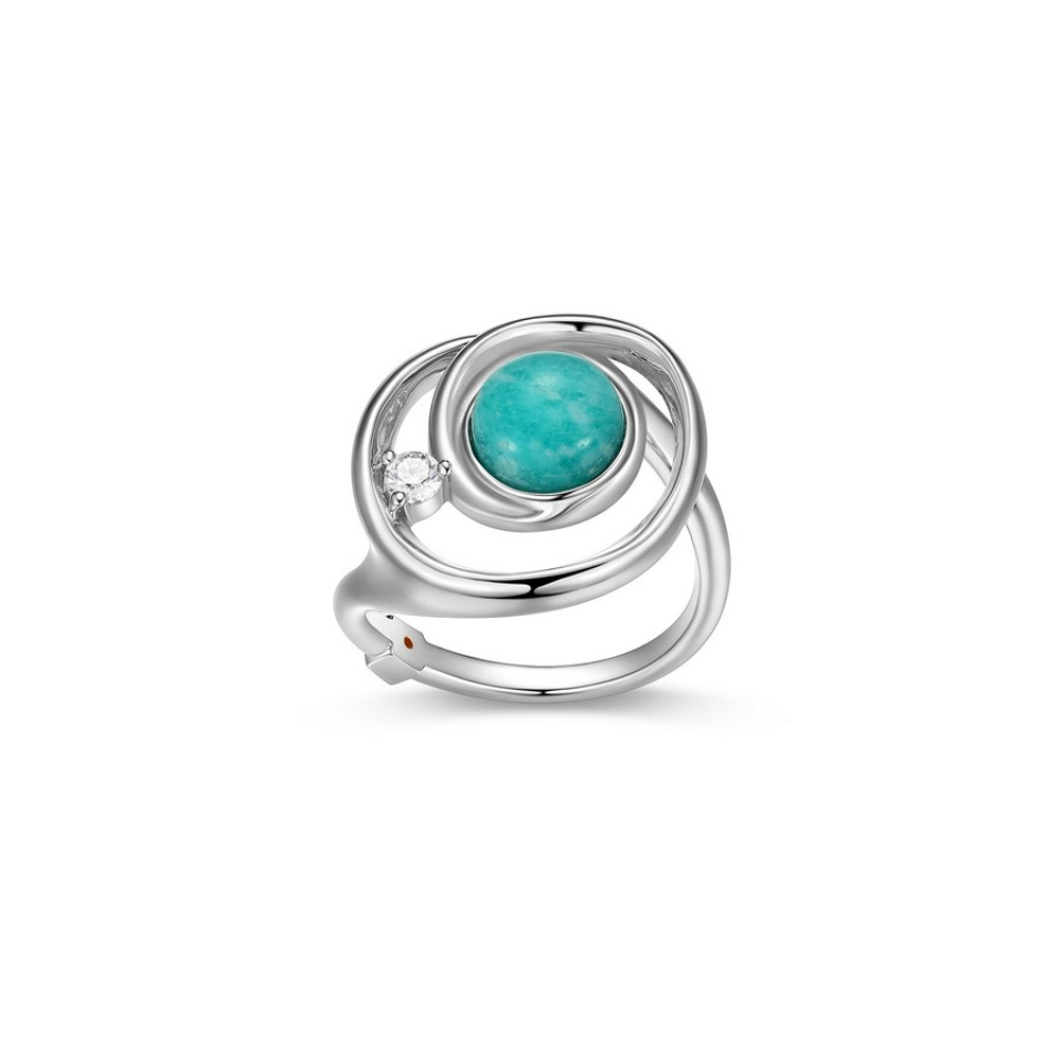 Bague pour femme en argent 925, amazonite, moissanite - R4LAGZGUAC - ELLE