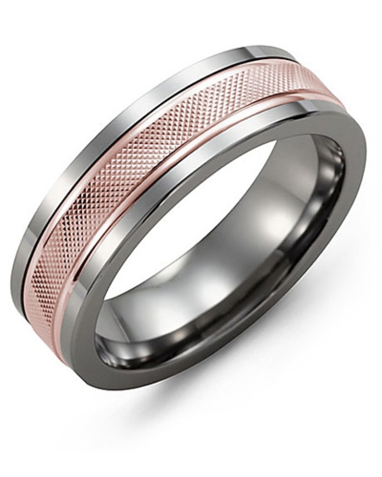Bague pour homme en or 10k et tungstène - MAZ710TP - Madani