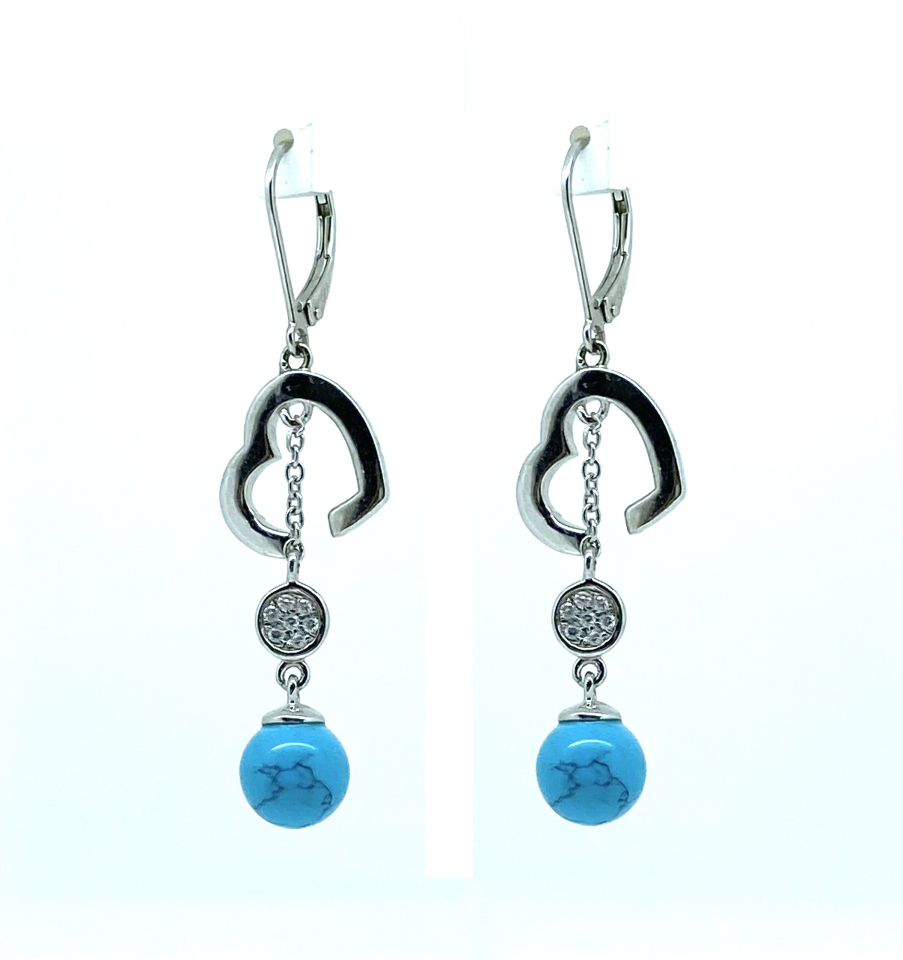 Boucles d'oreilles pour femme en argent 925, cubic zirconium, coeurs - BO439 - Divers