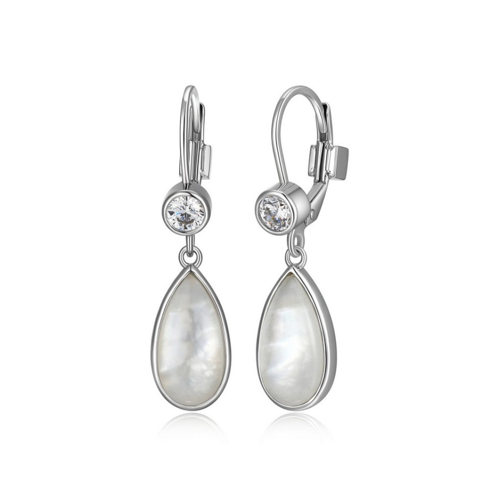 Boucles d'oreilles pour femme en argent 925, crystal, nacre de perle, cubic zirconium - R2LCR1GV03 - ELLE