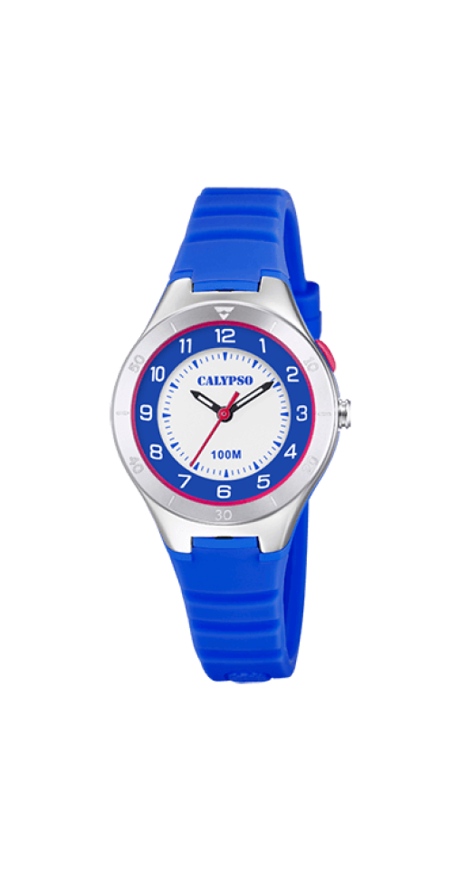 Montre pour enfant en stainless avec bracelet en silicone, lumière, 100M - K5800/3 - Calypso