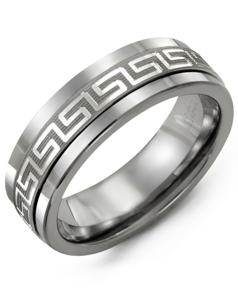 Bague pour homme en or 10k et tungstène, versace - MAJ710TW - Madani