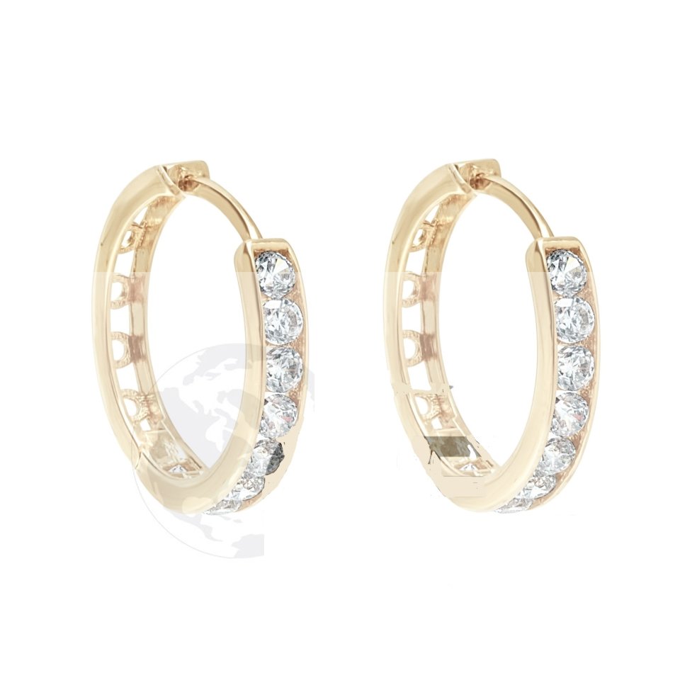 Boucles d'oreilles pour femme en or 10k, cubic zirconium - EY-DO-10-10 - C.B.E