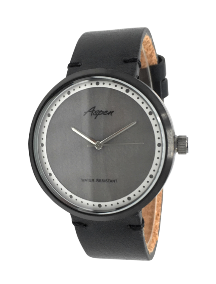 Montre pour homme, bracelet en imitation de cuir - AP1200BK - Aspen