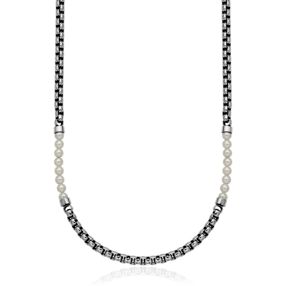 Collier pour homme en stainless, perles