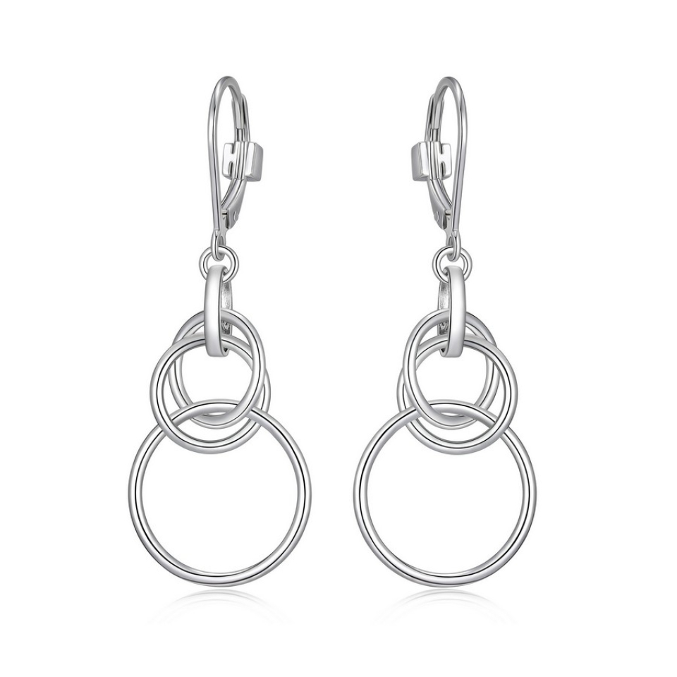 Boucles d'oreilles pour femme en argent 925, anneaux entre-croisées, crochet - R2LCG8A003 - ELLE