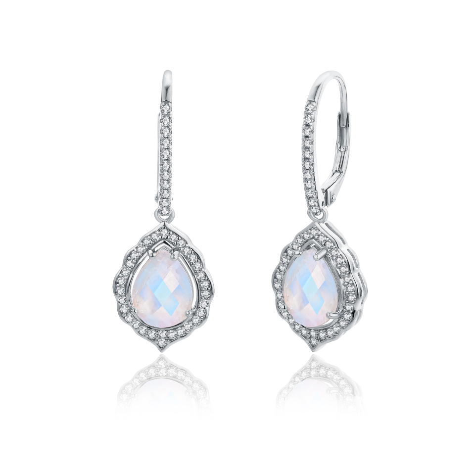 Boucles d'oreilles pour femme en argent 925, pierres de lune, cubic zirconium - BO-ADELE-S - Pinkalie