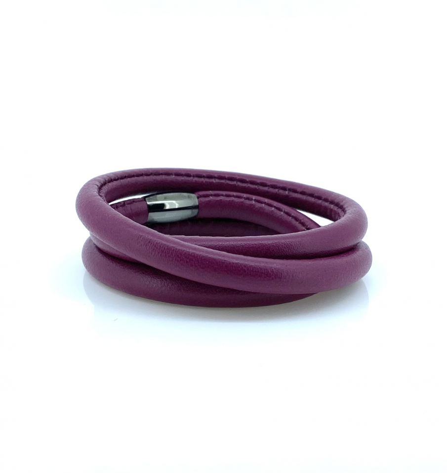 Bracelet triple pour femme en peau d'agneau et stainless - 1004916-54 - Story