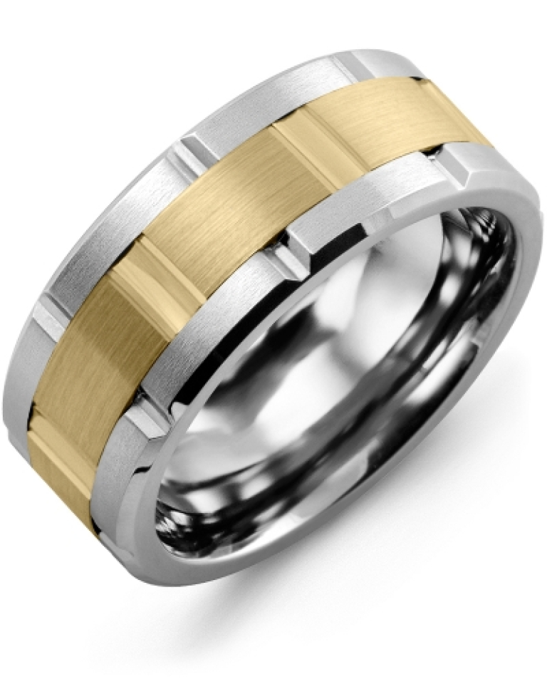 Bague pour homme en or 10k et tungstène - MQA910GY - Madani