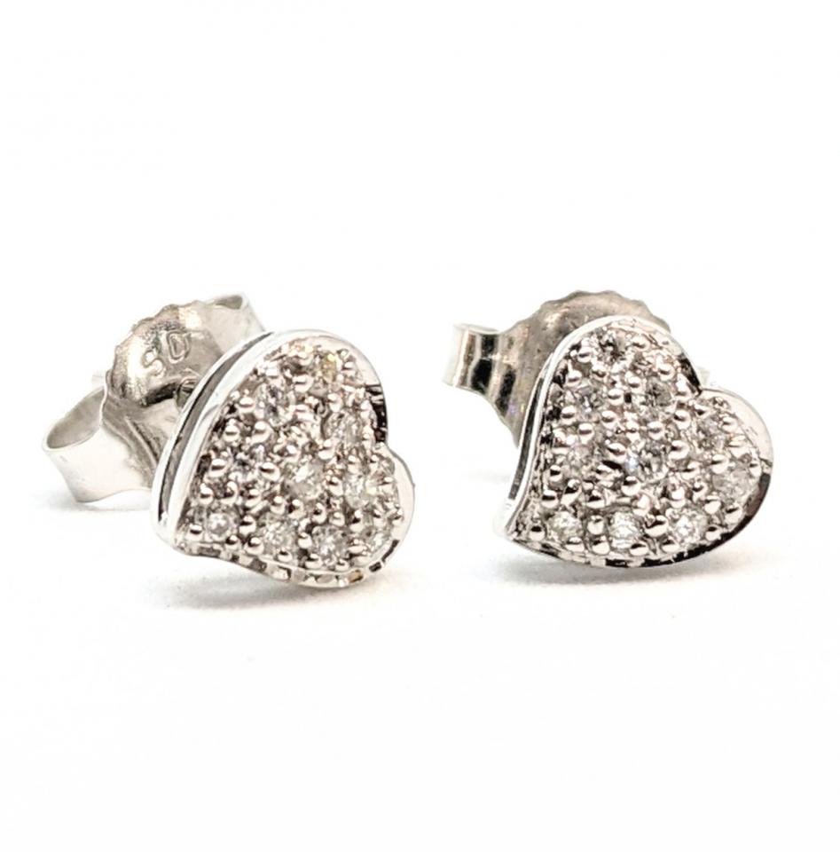 Boucles d'oreilles or 10K, 0.1 carat de diamants total, coeurs - SE3423-D - Divers
