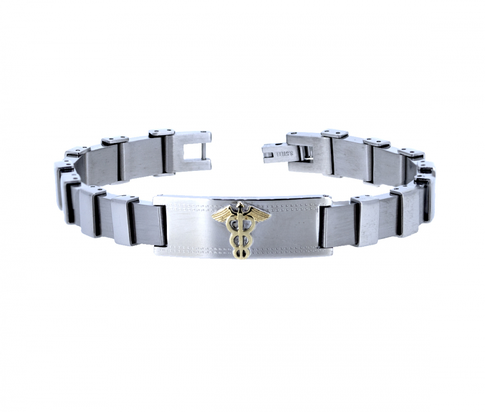 Bracelet médical en stainless et or 10k - BMD33 - Medico Bello