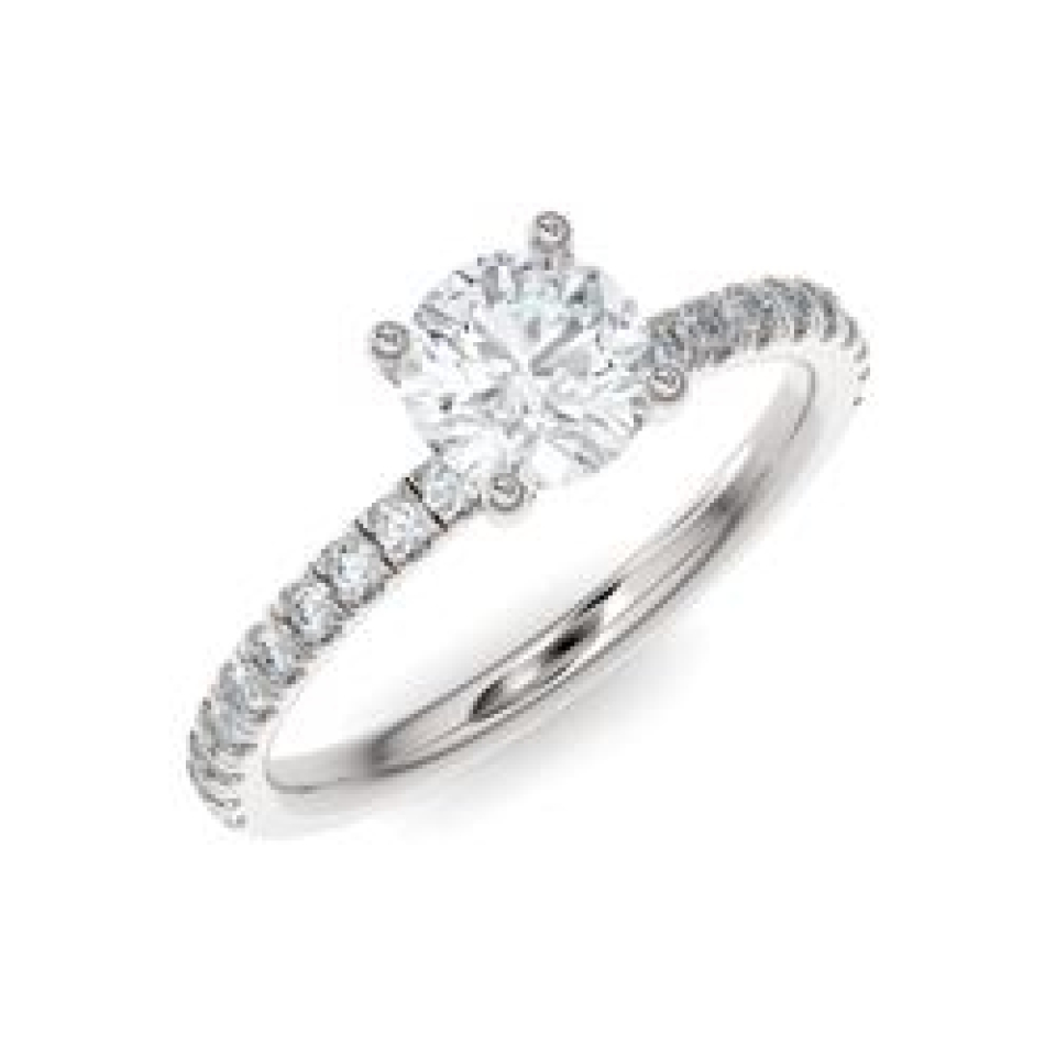 Bague pour femme en or 14k, 21 diamants laboratoire pour 1.31 carat, diamant central = 1.05 carat, VS-1 D - FDC-501AW-100RD - MALO