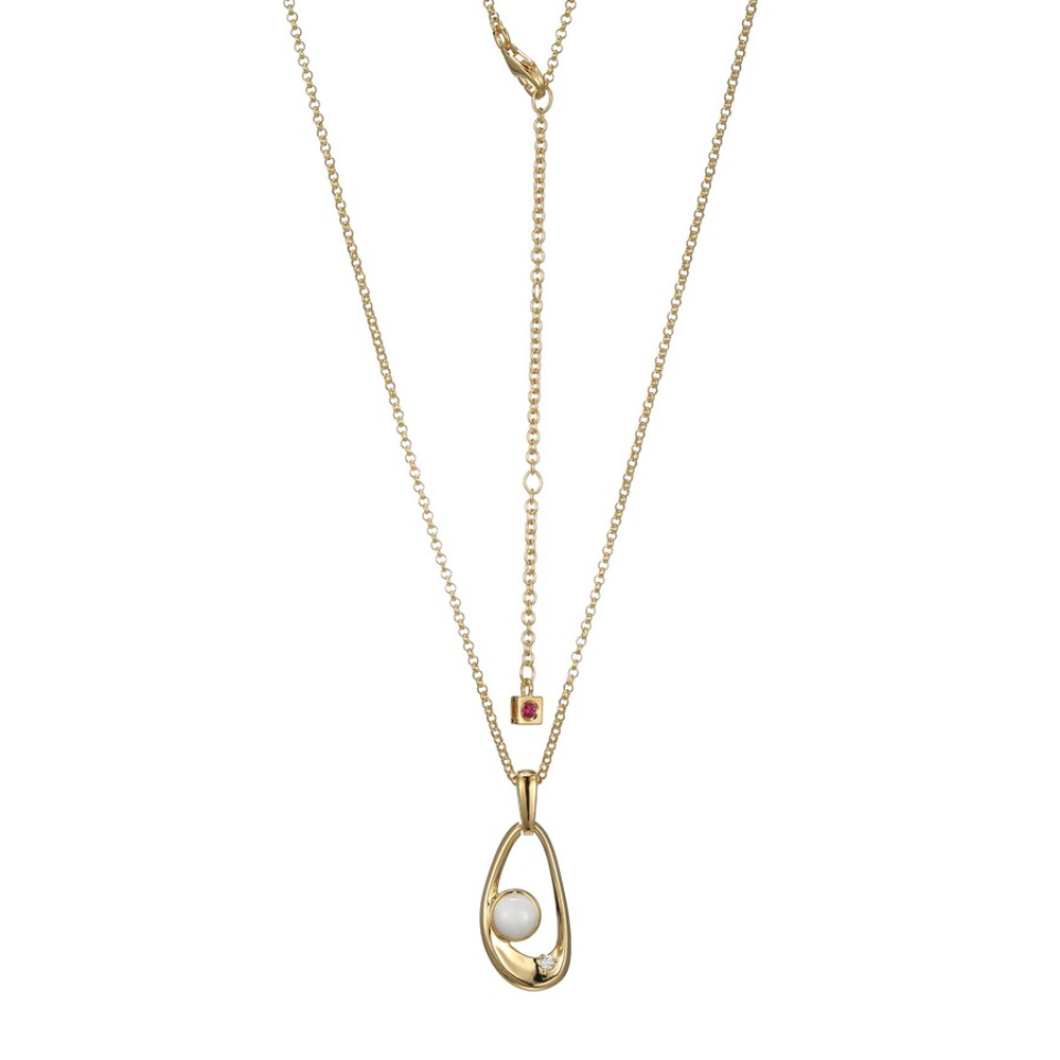 Pendentif pour femme en argent 925, pierre de lune, moissanite