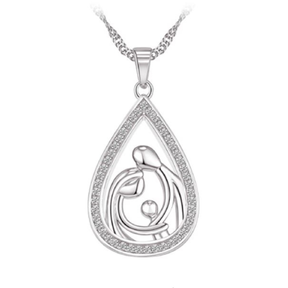 Pendantif argent 925, goutte garnie de pierres, famille - L322P - Legend