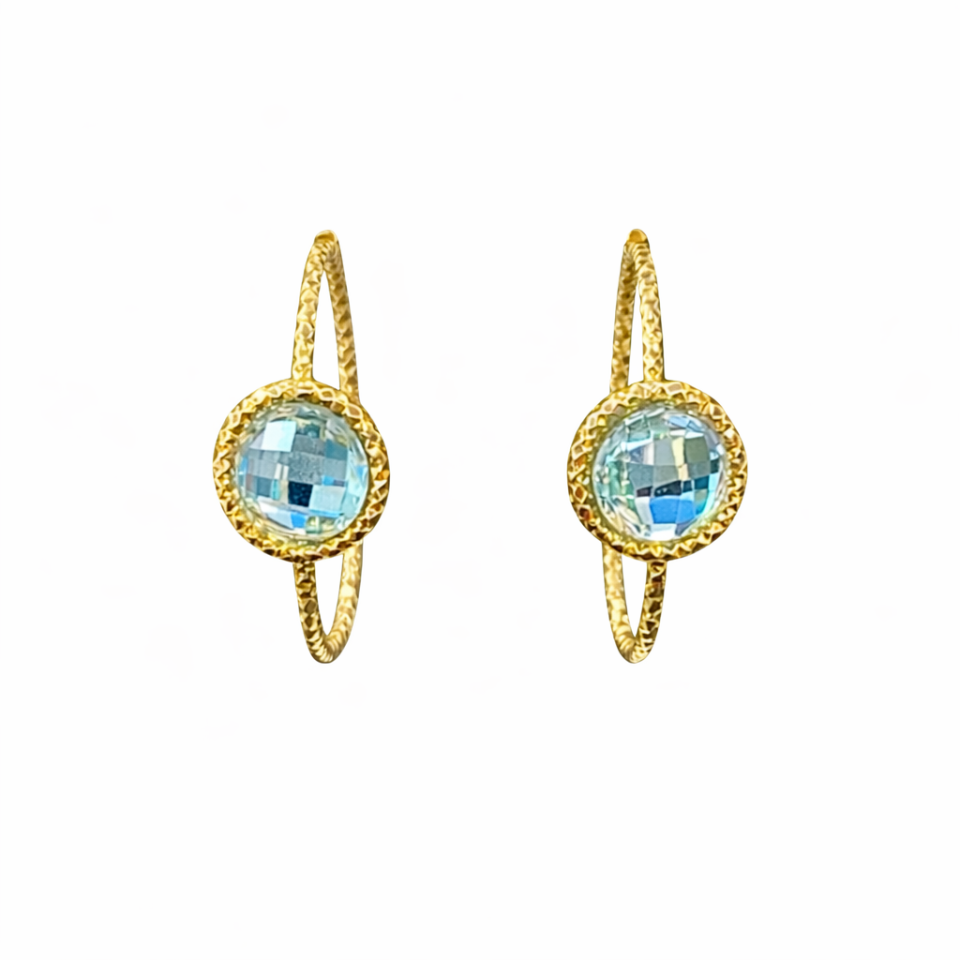 Boucles d'oreilles pour femme en or 14k, 2 topazes - BCE-01 - BCouture