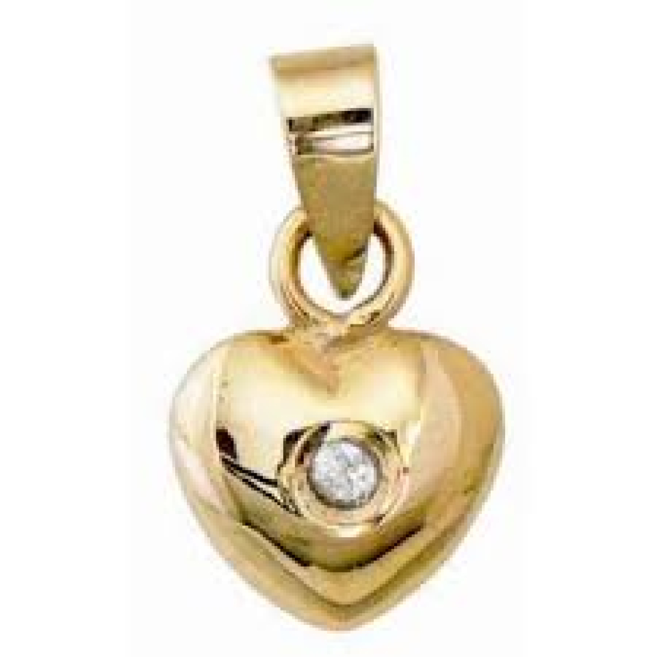 Pendentif pour enfant en or 10k, cubic zirconium, coeur - PED90-14 - RPM