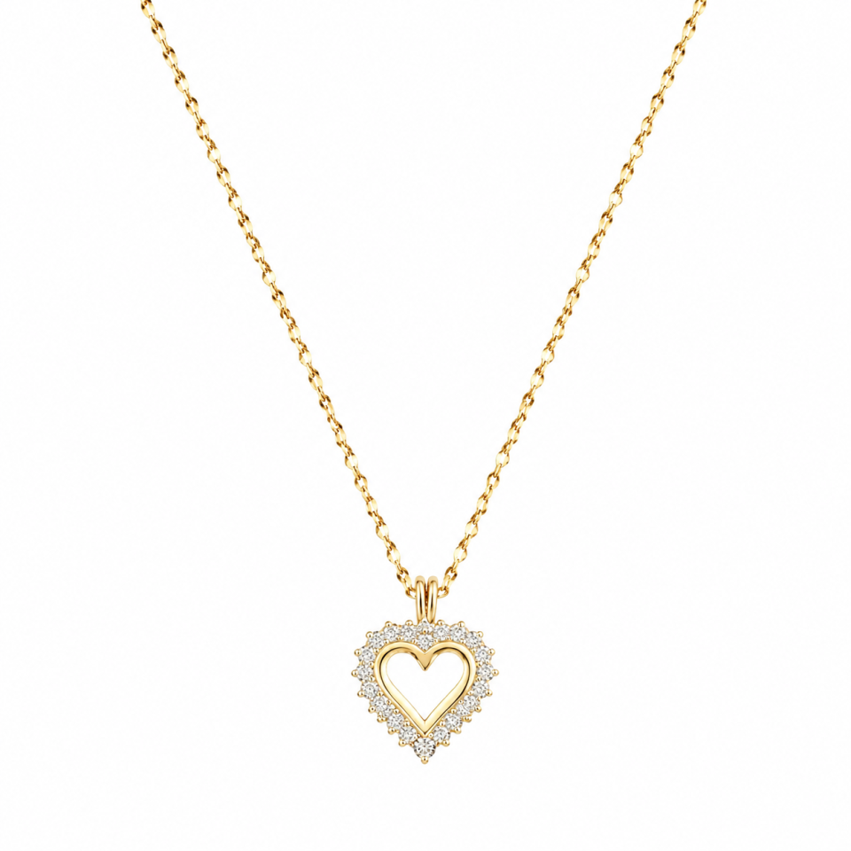 Pendentif pour femme en or 10k, 20 diamants naturels de taille simple pour 0.20 carat, coeur - PD431 - REC