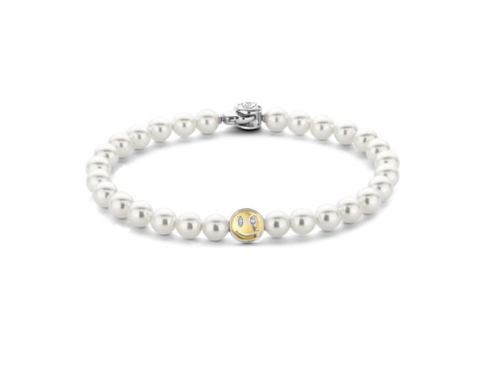 Bracelet de perles pour femme en argent 925, bonhomme sourire - 23009YP - Ti Sento Milano
