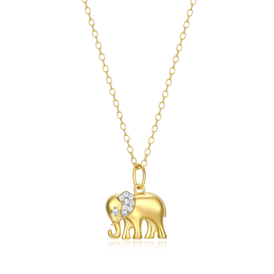 Pendentif pour femme en argent 925, 0.046 carat de diamants laboratoires, éléphant - S3AWP7KH71 - M by Monte Luna