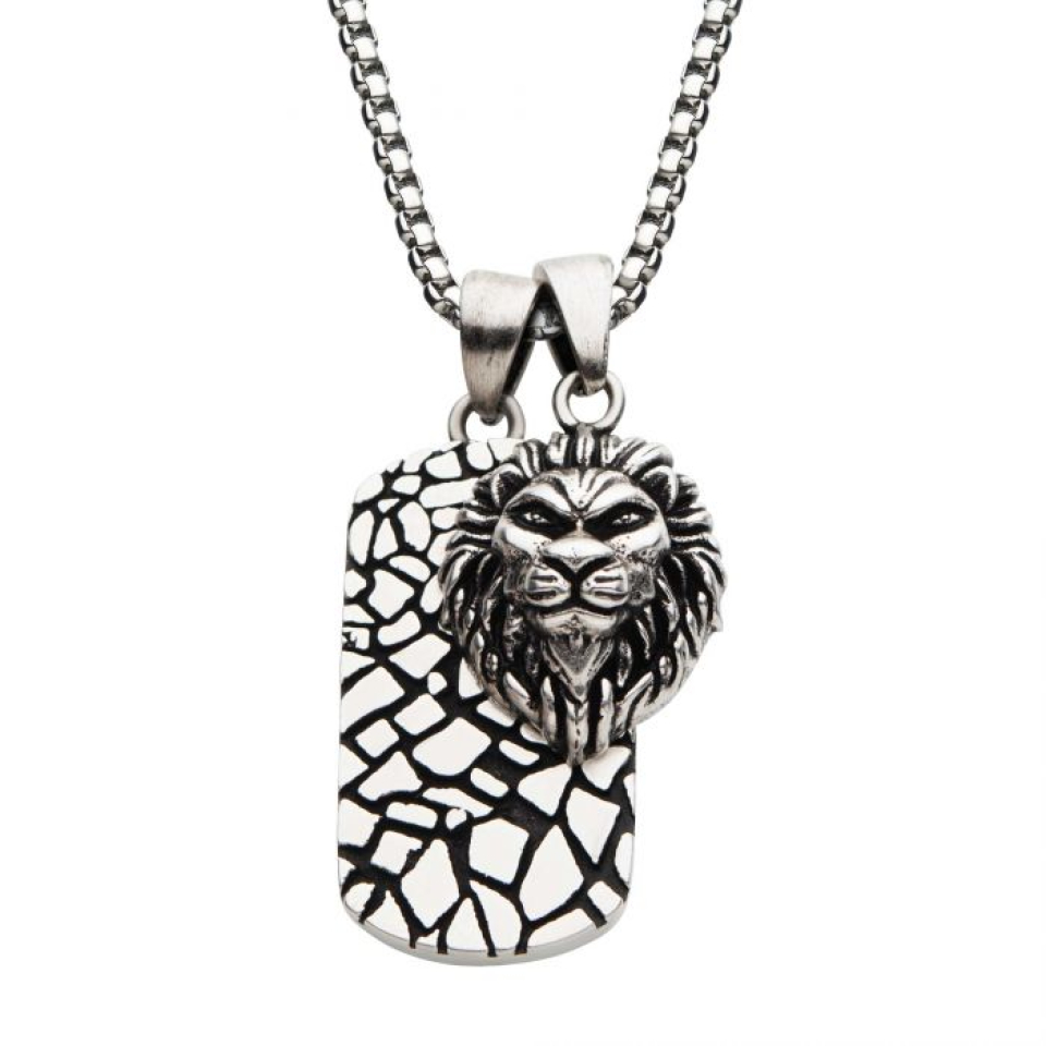 Pendentif pour homme en stainless, lion - SSP22665ASNK - Inox