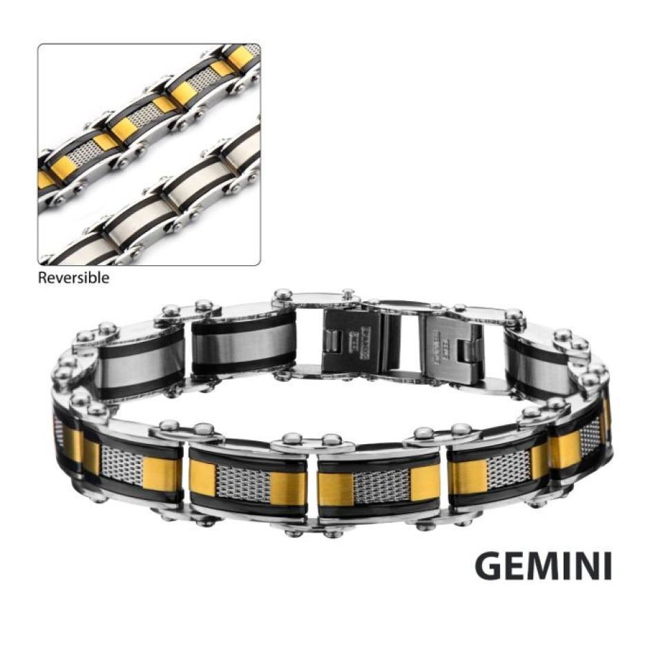 Bracelet réversible pour homme en stainless - BRDDS06 - Inox