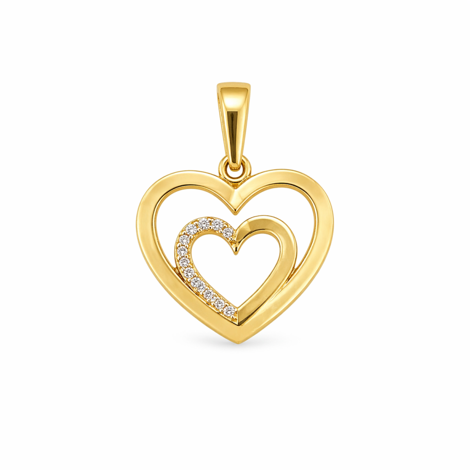 Pendentif pour femme en or 10k, cubic zirconium, coeur - PD405 - Mabensa