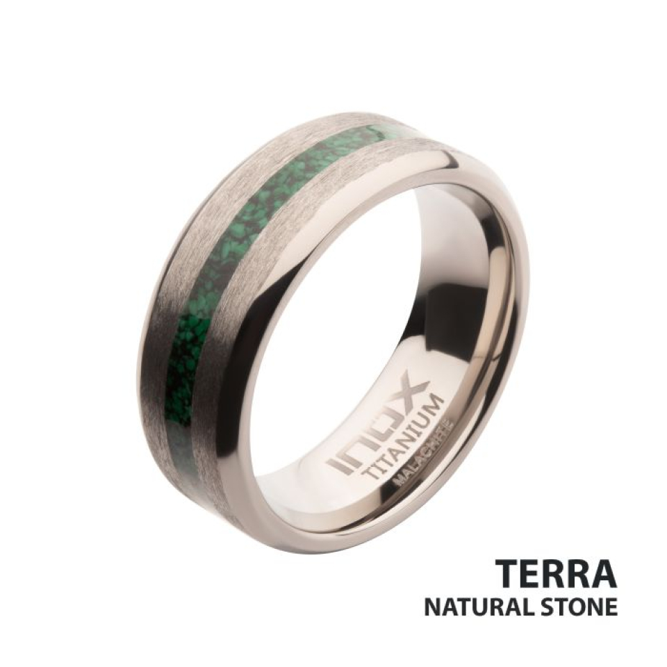 Jonc pour homme en titanium et malachite - TIFR841MA-09 - Inox