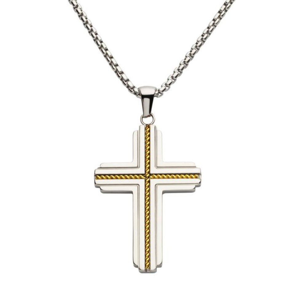 Pendentif pour homme en stainless, croix - SSP26625NK1 - Inox