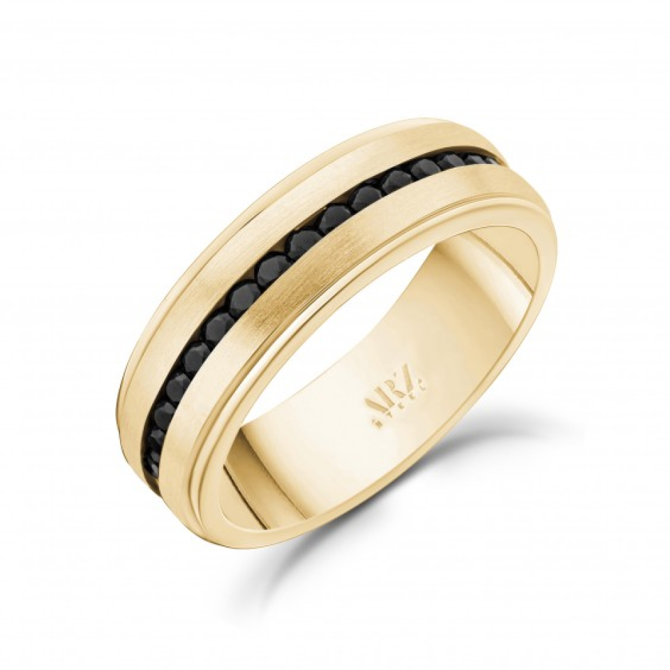 Bague pour homme en stainless, zircons noirs - SSR29G-10 - Arezzo