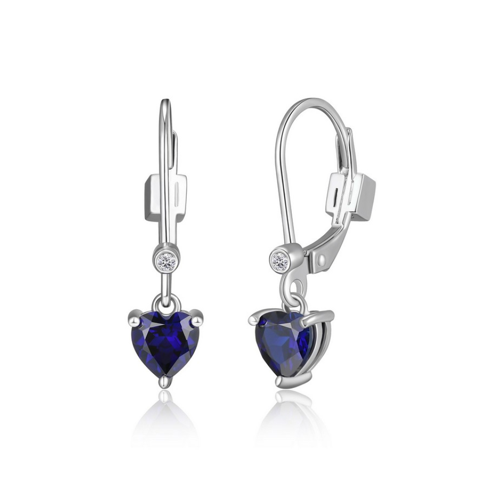 Boucles d'oreilles pour femme en argent 925, zircons, saphirs synthétiques - R2LCHX0203 - ELLE